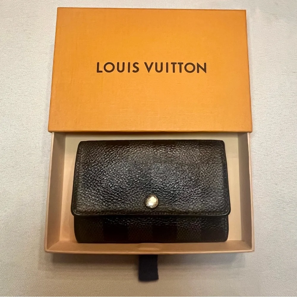 Louis Vuitton Key Holder Damier Ebene Graphite BLACK/GREY 100% Authentic - Picture 7 of 14